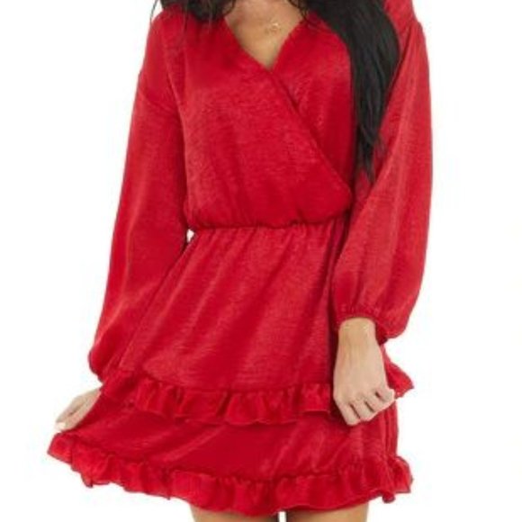 Satin Ruffle Dress - Picture 1 of 2